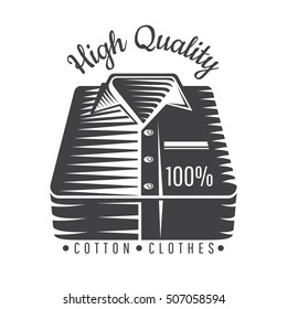 Silhouette of cotton stack of shirts. Logo for textile, fabric, cloth, or business