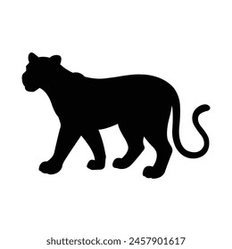 silhouette of a cougar animal on white