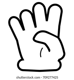 Silhouette Counting or Vote Hand, Four, Isolated on White
