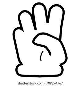 Silhouette Counting or Vote Hand, Three, Isolated on White
