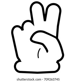 Silhouette Counting or Vote Hand, Two, Isolated on White
