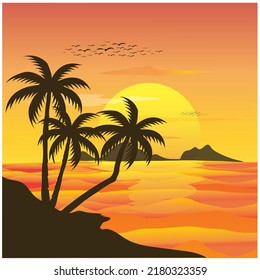 The silhouette of the countryside in the evening.