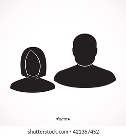 silhouette couple avatar profile picture Icon Isolated on White Background