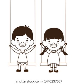 silhouette of couple baby in swing smiling