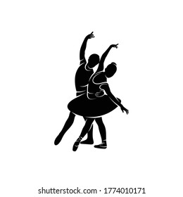Silhouette couple ballet dancer vector design. simple and elegant