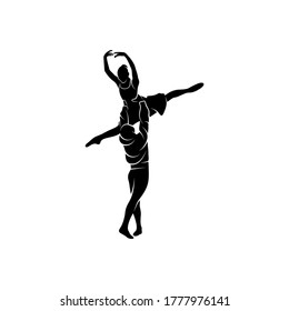 Silhouette couple ballet dancer vector design. simple and elegant