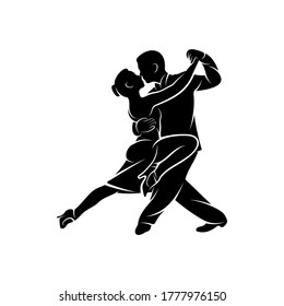 Silhouette couple ballet dancer vector design. simple and elegant