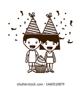 silhouette of couple of children in birthday celebration