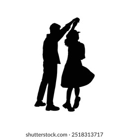 Silhouette of couple dance illustration art