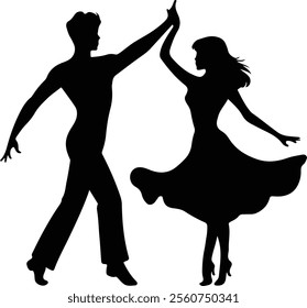 Silhouette of a Couple Dancing a Ballroom Dance