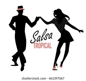 Silhouette of couple dancing latin music