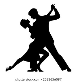 Silhueta de um casal dançando tango. Ilustração vetorial