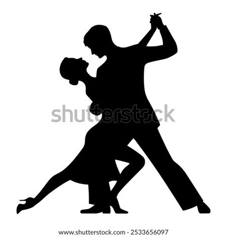 Silhouette of a Couple dancing tango. Vector illustration