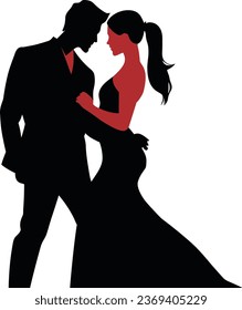 silhouette of a couple dancing vector for sticker and wall decor