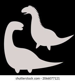 silhouette of couple dinosaurs on dark background
