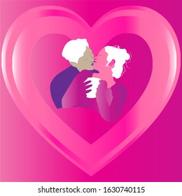 Silhouette of couple embracing in a loving gesture.