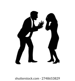 Silhouette of a couple engaged in a heated argument or dispute