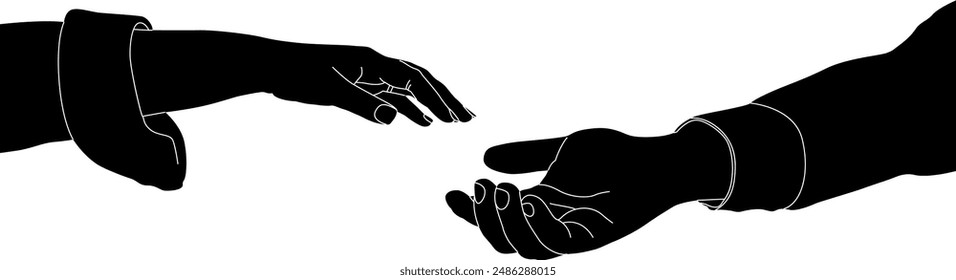 Silhouette couple hand holding illustration