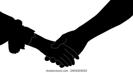 silhouette couple hand holding vector