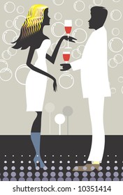 Silhouette of couple having drinks	