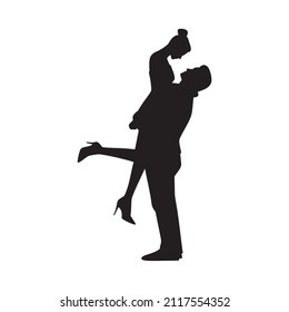 Silhouette Couple Hugging Valentine Day Vector Stock Vector (Royalty ...