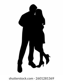 Silhouette of  of a Couple in Love