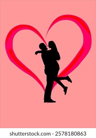 silhouette of a couple with a love background