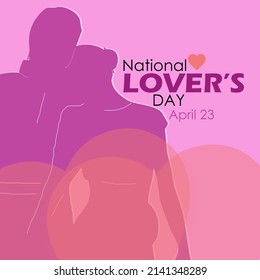 Silhouette Of A Couple In Love With A Hearts And Bold Text Isolated On Pink Background, National Lover's Day April 23