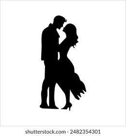 A silhouette of a couple in love and romantic scene