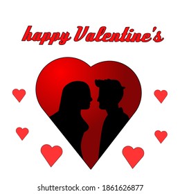 Silhouette couple in love for Valentine's even or wedding card 