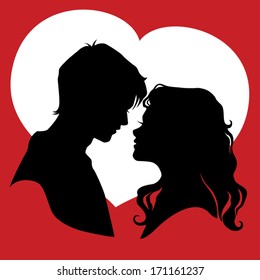 Silhouette of couple in love. Vector illustration