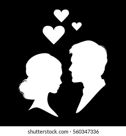 Silhouette of couple in love. Vector illustration