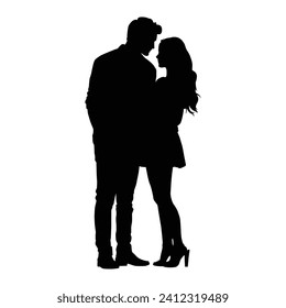 Silhouette of Couple lover on white