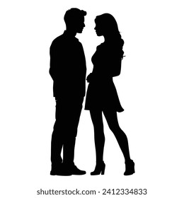 silhouette of a couple lover on white background