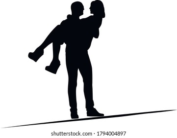 
Silhouette of a couple of lovers