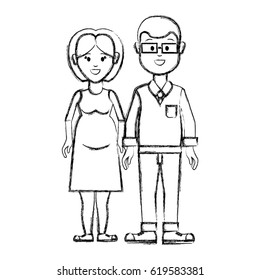 silhouette couple, man with glasses and woman pregnant