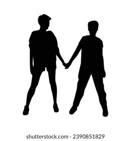 Silhouette couple man and woman holding hand together. couple silhouette. Vector silhouette of couple on white background. black silhouette couple isolated on white background. vector illustration.