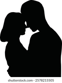 silhouette of a couple man and woman vector stock illustration