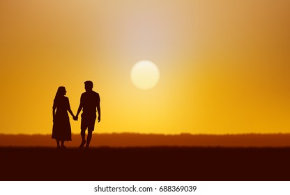 Couple Walking Silhouette Images, Stock Photos & Vectors | Shutterstock