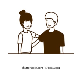 silhouette of couple of people smiling and hugging each other