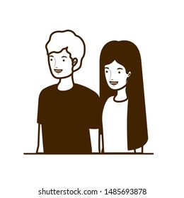 silhouette of couple of people smiling on white background