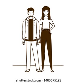 silhouette of couple of people standing on white background