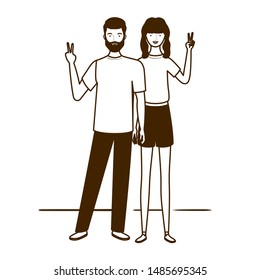 silhouette of couple of people standing on white background