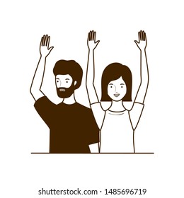 silhouette of couple of people standing on white background