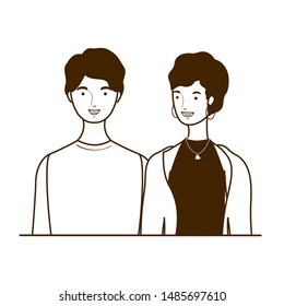 silhouette of couple of people standing on white background