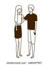 silhouette of couple of people standing on white background