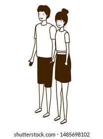 silhouette of couple of people standing on white background
