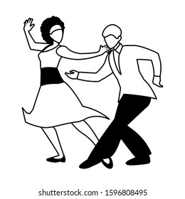 silhouette of couple in pose of dancing on white background vector illustration design