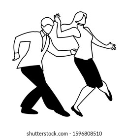 silhouette of couple in pose of dancing on white background vector illustration design