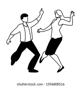 silhouette of couple in pose of dancing on white background vector illustration design